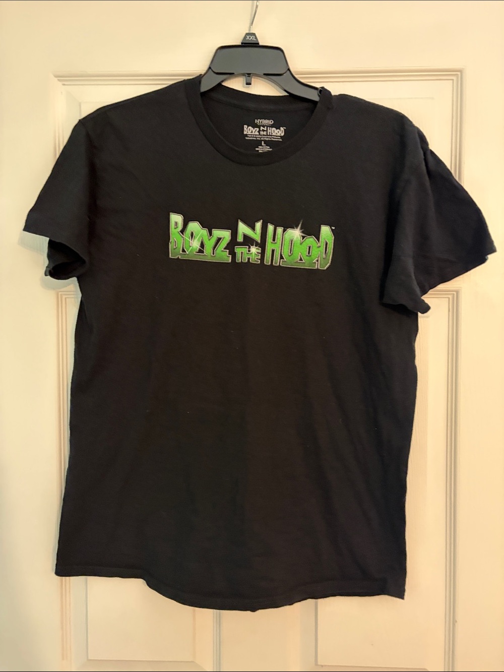 Hybrid & company Black Tee with Green 'Boyz N The Hood' Graphic